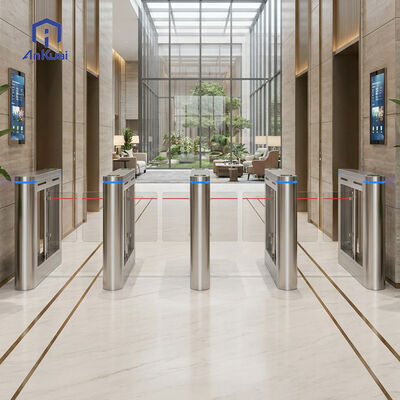 High-end Stainless Steel Swing Turnstile Gate for Office Lobby/Government Supports Facial Recognition/Card/QR Code Readers