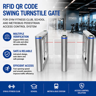 RFID QR Code Распашные турникеты-калитки для фитнес-клубов, школ и метробусов, система контроля доступа пешеходов